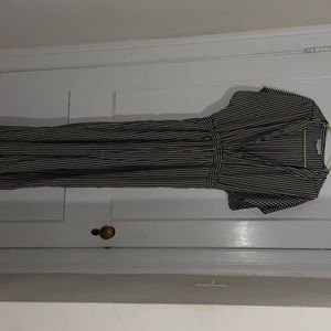 Michael Kohrs pinstripe jumpsuit